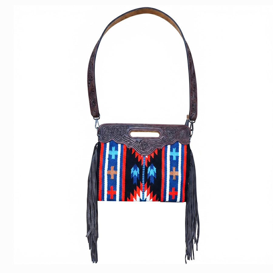 American Darling Cross Body Hand Tooled Saddle Blanket Genuine Leather - Uhorse