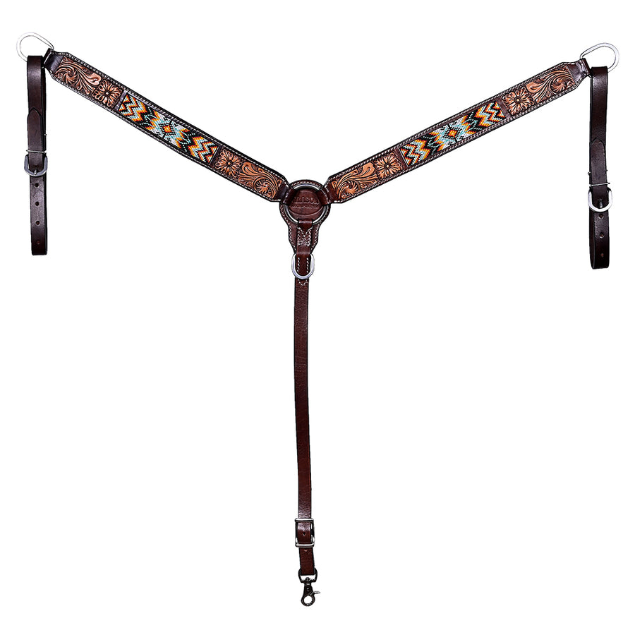 HILASON Western Horse Breast Collar American Leather Floral - Uhorse