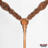 HILASON Western Horse Floral Headstall Breast Collar One American Leather Tack Set