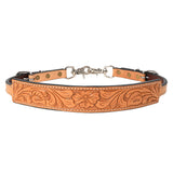 Brown leather tooled wither strap with silver hardware - Uhorse