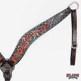Hilason Horse Floral Hand Carved American Leather Breast Collar Headstall Brown