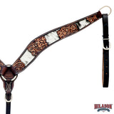 Hilason Horse Floral Hand Carved American Leather Breast Collar Headstall Brown