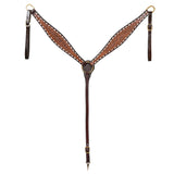 Hilason Western Leather Horse Breast Collar with Floral Tooling Brown