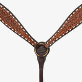 Hilason Western Leather Horse Breast Collar with Floral Tooling Brown