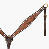 Hilason Western Leather Horse Breast Collar with Floral Tooling Brown