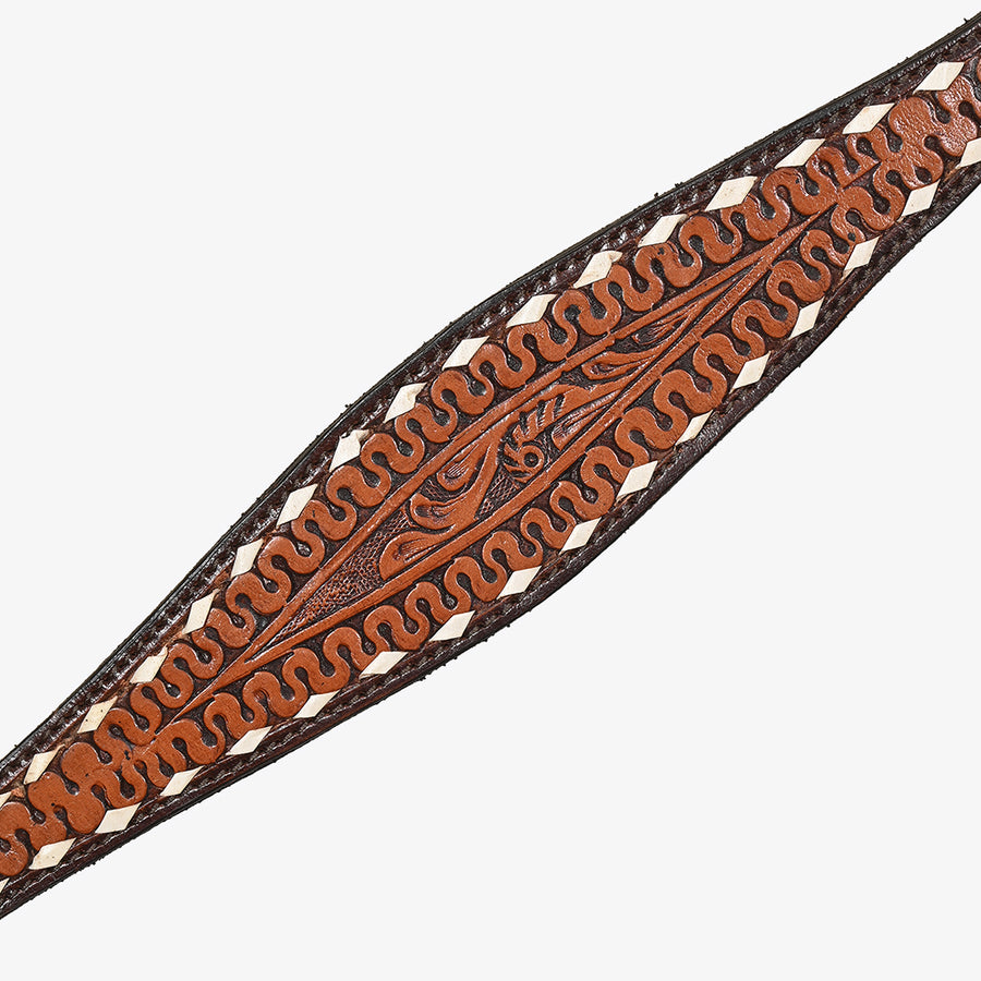 Hilason Western Leather Horse Breast Collar with Floral Tooling Brown