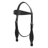 HILASON Western Horse Headstall Tack Genuine American Leather Basket Weave Black - Uhorse