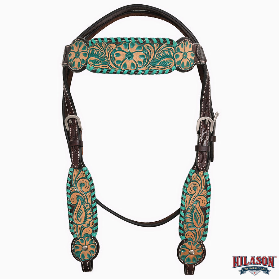 HILASON Western Horse Headstall Breast Collar Tack American Leather Floral Carving | Tack for Horses