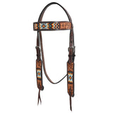 HILASON Western Horse Headstall American Leather Floral - Uhorse