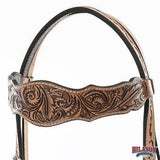 HILASON Western Horse Floral Headstall Breast Collar One American Leather Tack Set