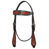 Hilason Western Horse Floral Hand Carved American Leather Headstall Brown - Uhorse