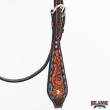 Hilason Horse Floral Hand Carved American Leather Breast Collar Headstall Brown