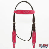 Hilason Leather Western Horse Breast Collar Headstall Set Red
