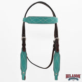 Hilason Leather Western Horse Breast Collar Headstall Set purple