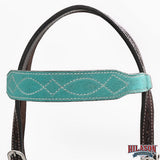 Hilason Leather Western Horse Breast Collar Headstall Set purple