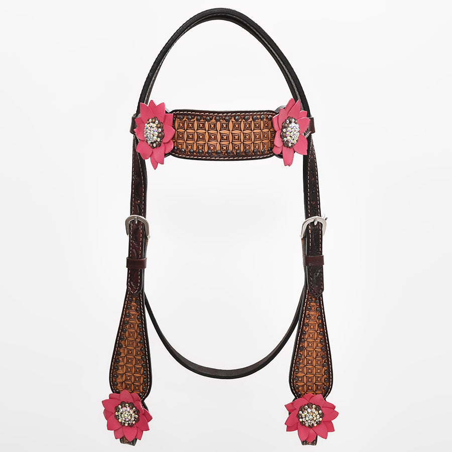 Bar H Equine American Leather Horse Saddle Tack One Ear Headstall  Breast Collar Browband Wither Strap Set