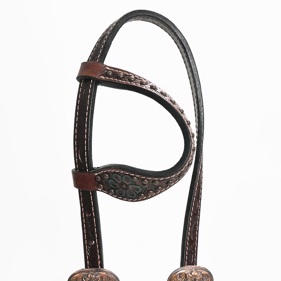 Bar H Equine Genuine Western American Leather Horse Premium Headstall & Breast Collar Set