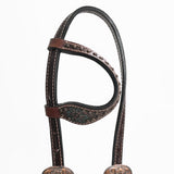 Bar H Equine Genuine Western American Leather Horse Premium Headstall & Breast Collar Set