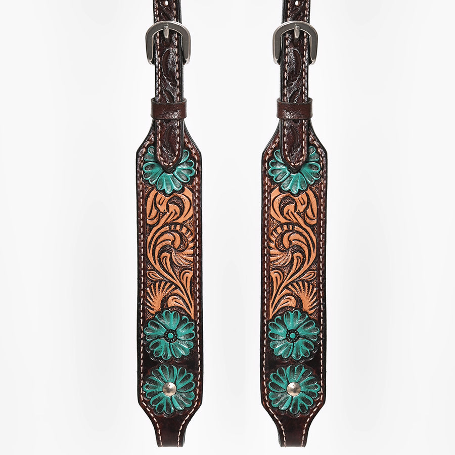 Bar H Equine Genuine Western American Leather Horse Premium Headstall & Breast Collar Set