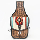HILASON Western Leather Saddle Bag, Southwestern Tooled Horse Riding Pouch