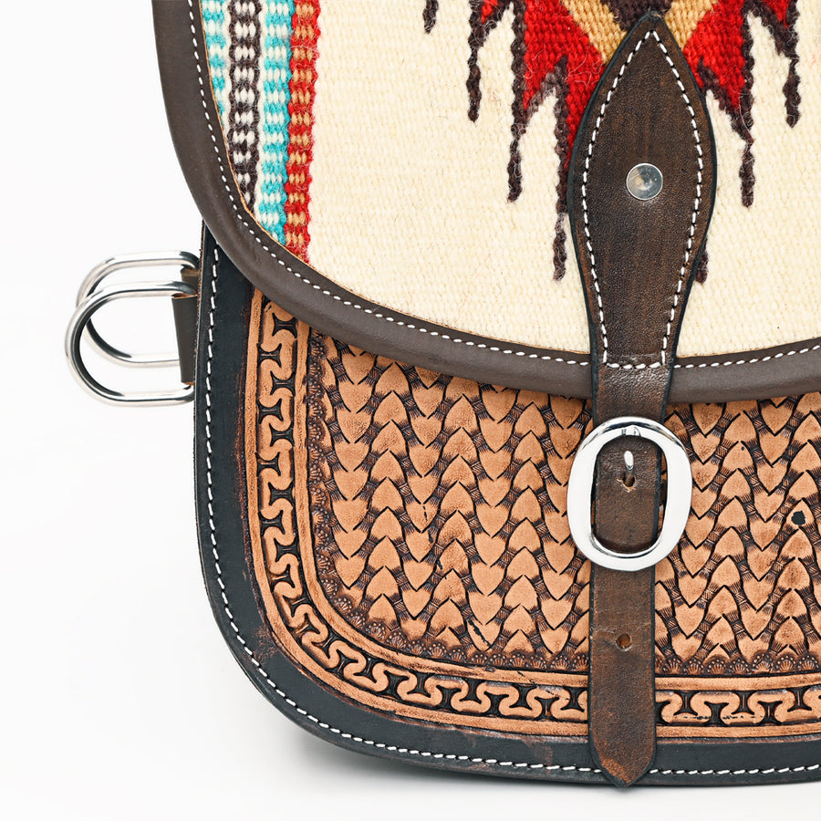 HILASON Western Leather Saddle Bag, Southwestern Tooled Horse Riding Pouch