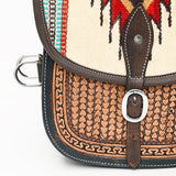 HILASON Western Leather Saddle Bag, Southwestern Tooled Horse Riding Pouch
