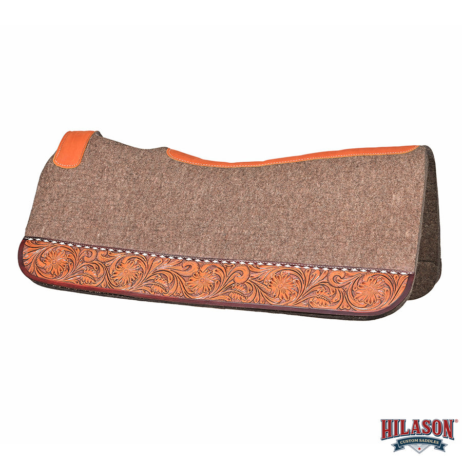 HILASON Western Wool Felt Horse Saddle Pad W/ Distressed Wear Leather | for Horses