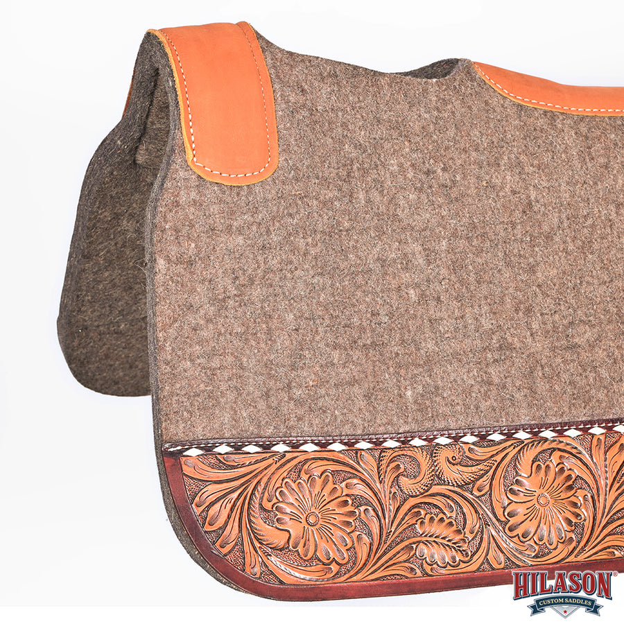 HILASON Western Wool Felt Horse Saddle Pad W/ Distressed Wear Leather | for Horses