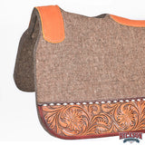 HILASON Western Wool Felt Horse Saddle Pad W/ Distressed Wear Leather | for Horses