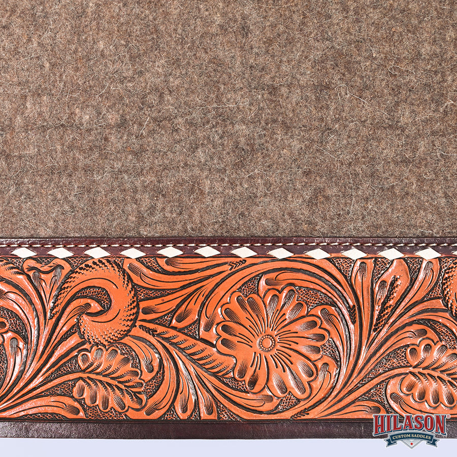 HILASON Western Wool Felt Horse Saddle Pad W/ Distressed Wear Leather | for Horses