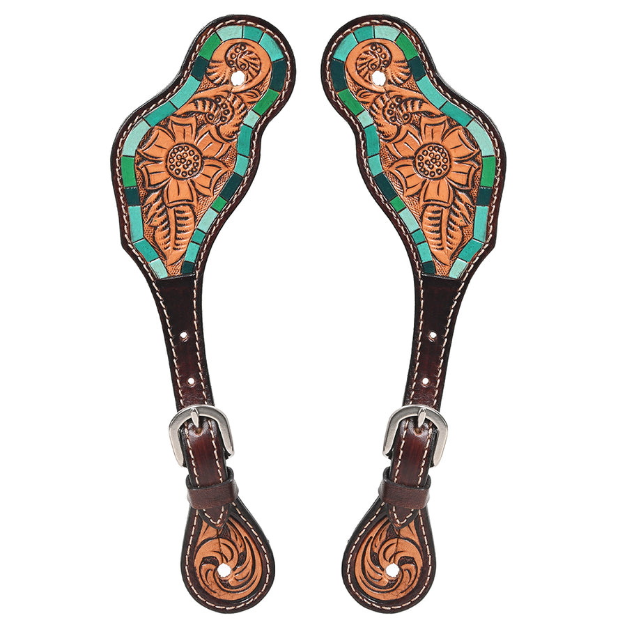 Bar H Equine Horse Riding Western Leather Spurs Straps for Adults women's - Uhorse