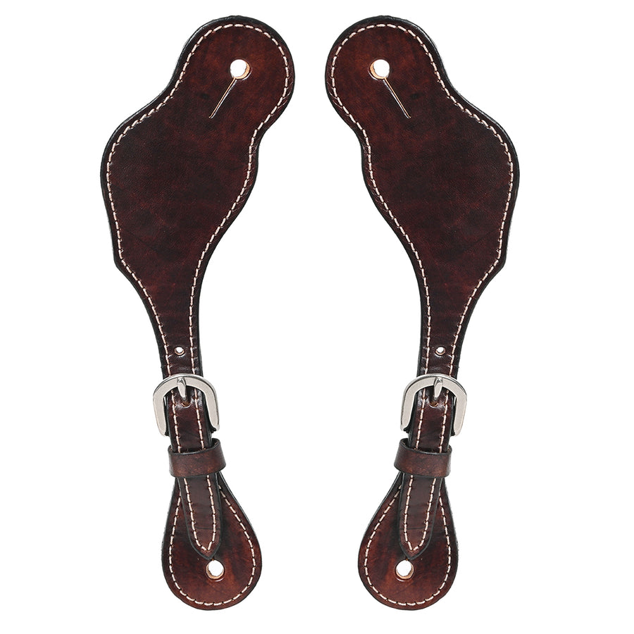 Leather spur straps with silver buckles - Uhorse