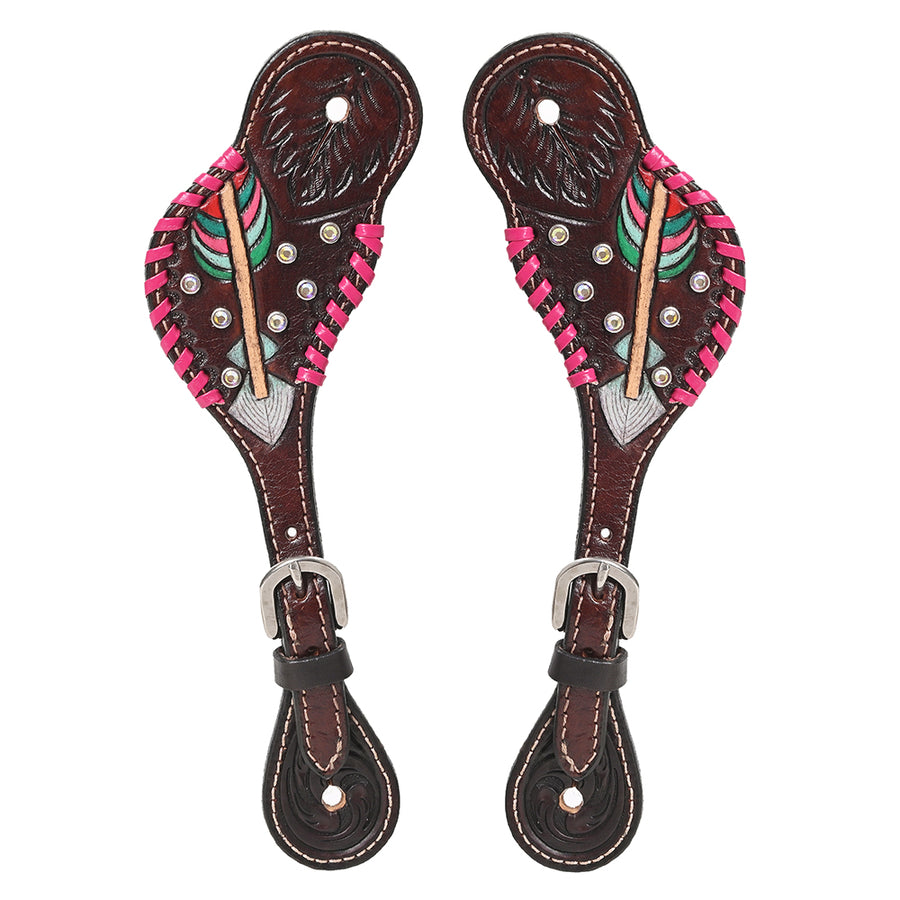 Hilason Western Horse Riding Leather Spur Strap Dark Brown - Uhorse