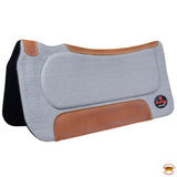 Western Cotton Wool Felt Grey Horse Saddle Pad W/ Cowhide Leather