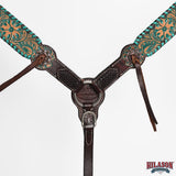 HILASON Western Horse Headstall Breast Collar Tack American Leather Floral Carving | Tack for Horses