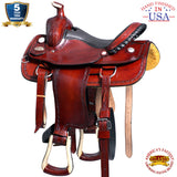 Western Horse Saddle American Leather Ranch Roping Trail Hilason Mahogany