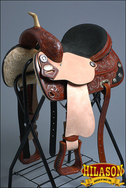 HILASON Western Horse Treeless Trail Barrel American Leather Saddle | for Horses