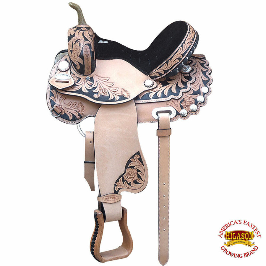 Western Horse Treeless Saddle Leather Trail Barrel Antique Tan Hilason - Uhorse