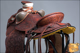 HILASON Western Horse Wade Saddle American Leather Ranch Roping Mahogany | Hand Tooled & For Horses