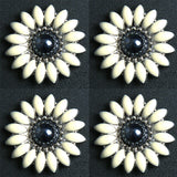 Western Screw Back Concho 1.25 In Black White Floral Silver Saddle