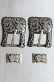 Western Screw Back Concho Antique Silver Buckle Set - 1.5 Inch