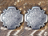 HILASON Western Screw Back Concho Antique Silver Finish Floral Berry Saddle | Western Concho Belt | Slotted Conchos