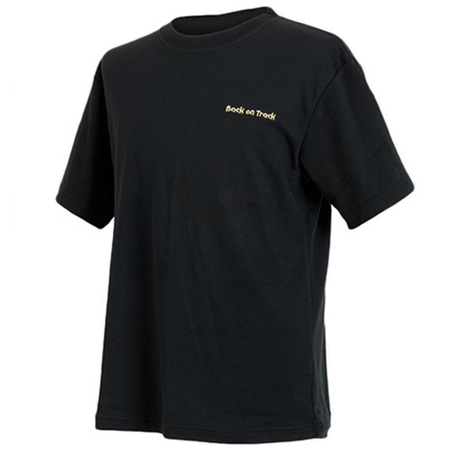 Black cotton t-shirt with "Back on Track" text - Uhorse