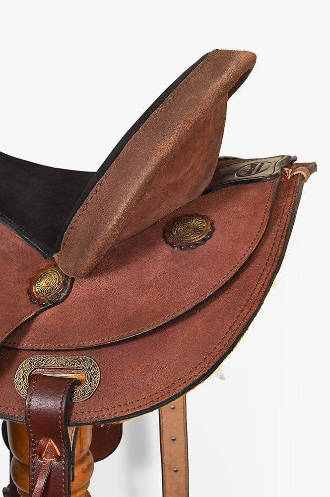 Hilason 14 In Western Saddle Leather Trail Horse Tack Set Brown