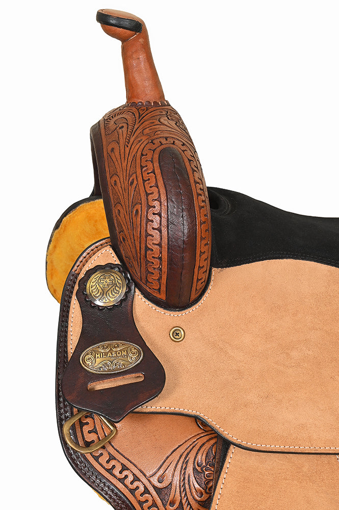 Hilason Western Leather Trail Tack Set Hand Tooled Saddle Brown
