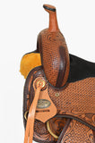 Hilason Western Leather Trail Tack Set Hand Tooled Saddle Brown