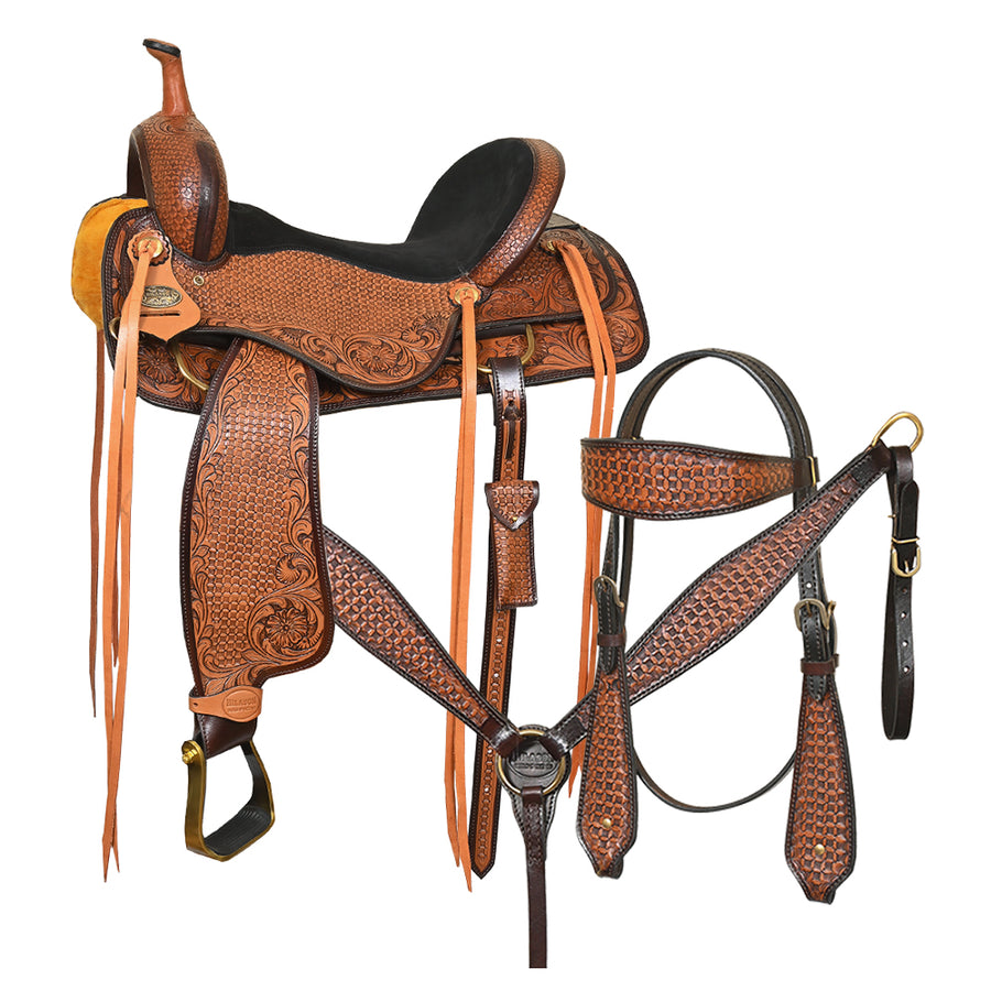 Hilason 10 In Western Kids MIniature Pony Saddle Leather Trail Tack Set