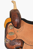 Hilason Western Leather Trail Tack Set Hand Tooled Saddle Brown