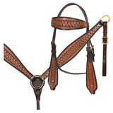Hilason Western Leather Trail Tack Set Hand Tooled Saddle Brown