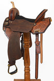 Hilason Western Leather Trail Tack Set Hand Tooled Saddle Brown